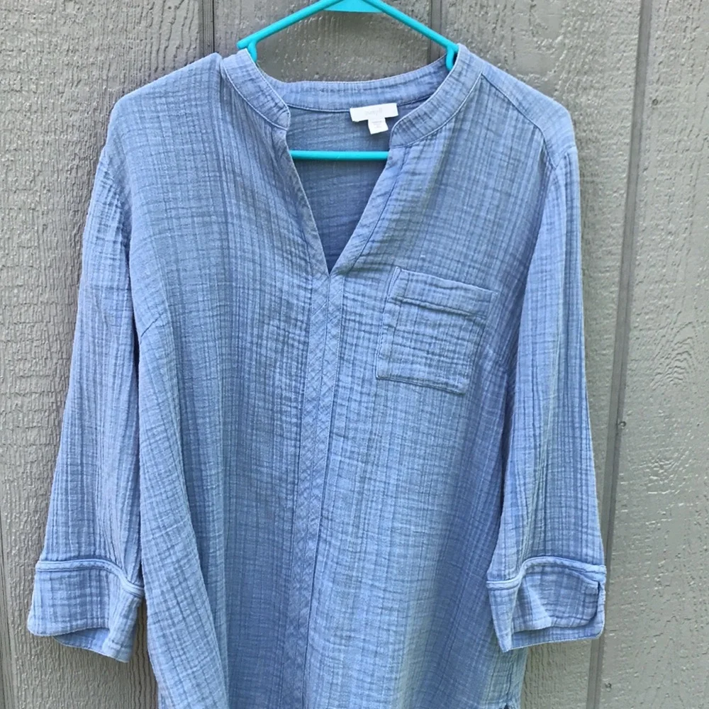 Pure Jill. Size medium petite. Light Blue Textured Blouse - Picture 3 of 7